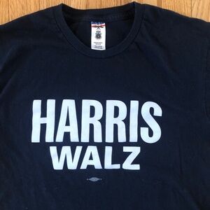 Harris Walz 2024 Graphic Political Tee Men's M Navy Union Made 100% Cotton EUC